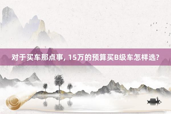 对于买车那点事, 15万的预算买B级车怎样选?
